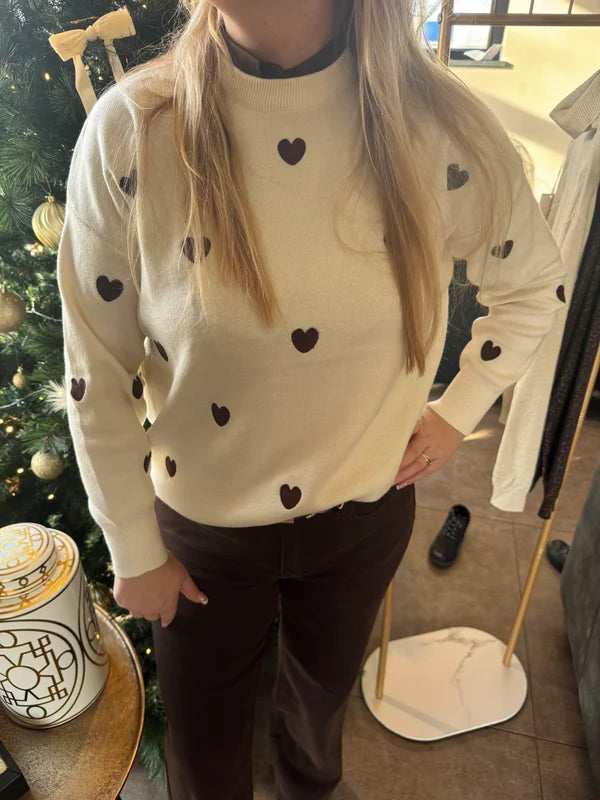 Trui Dina hartjes bruin