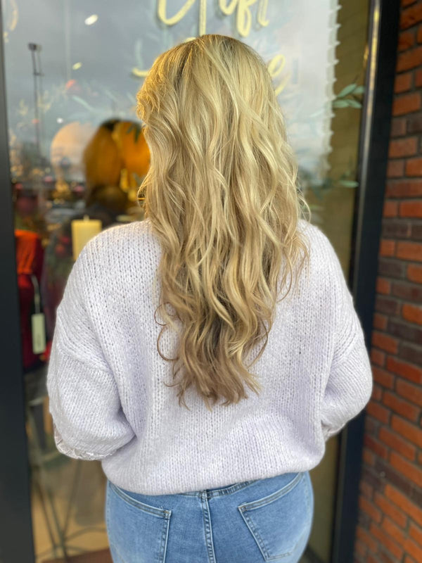 Trui met kanten mouw lila