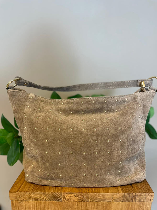 Livia tas taupe met studs
