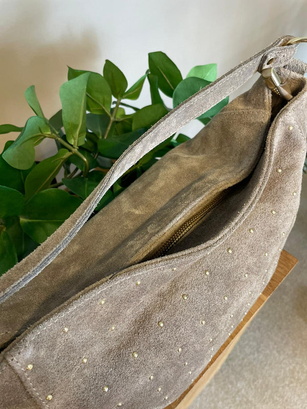 Livia tas taupe met studs
