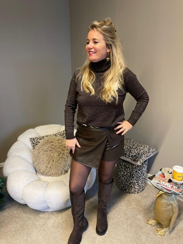 Glitter kol Anna bruin