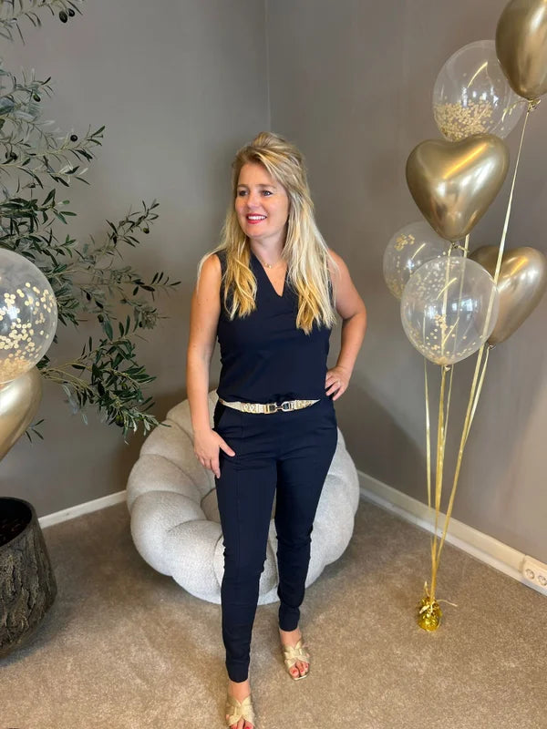 Mi Piace - Travelbroek smalle pijp donkerblauw