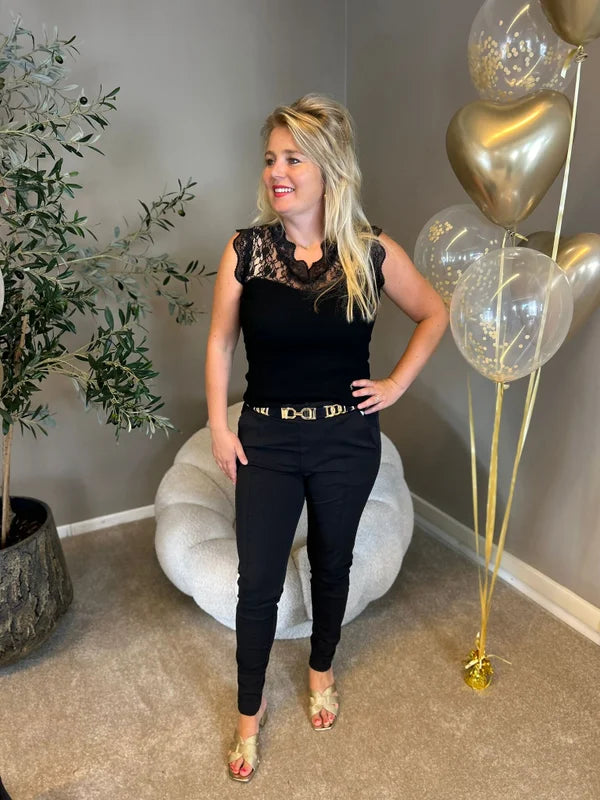 Mi Piace - Travelbroek smalle pijp zwart