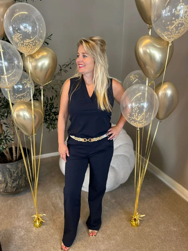 Mi Piace - Travelbroek wide leg donkerblauw