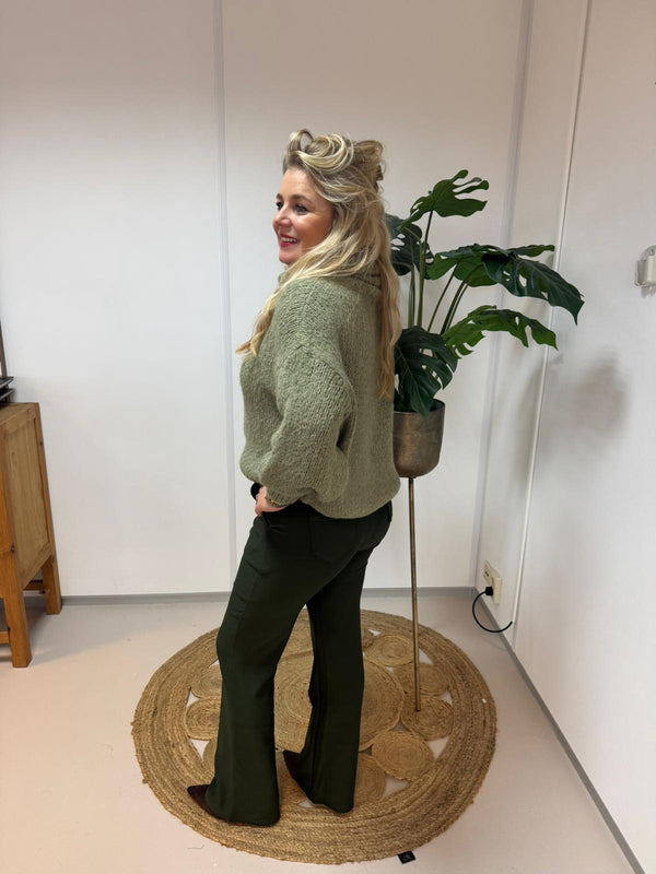 Legging met bies groen