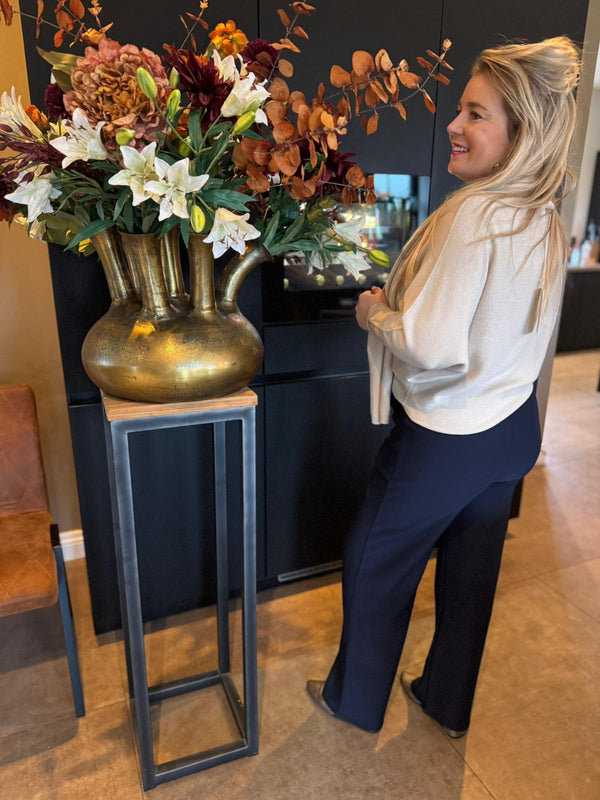 Legging met bies wide leg donkerblauw