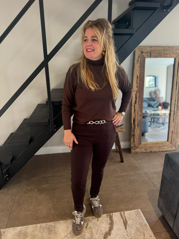 Mi Piace - Broek smalle pijp espresso