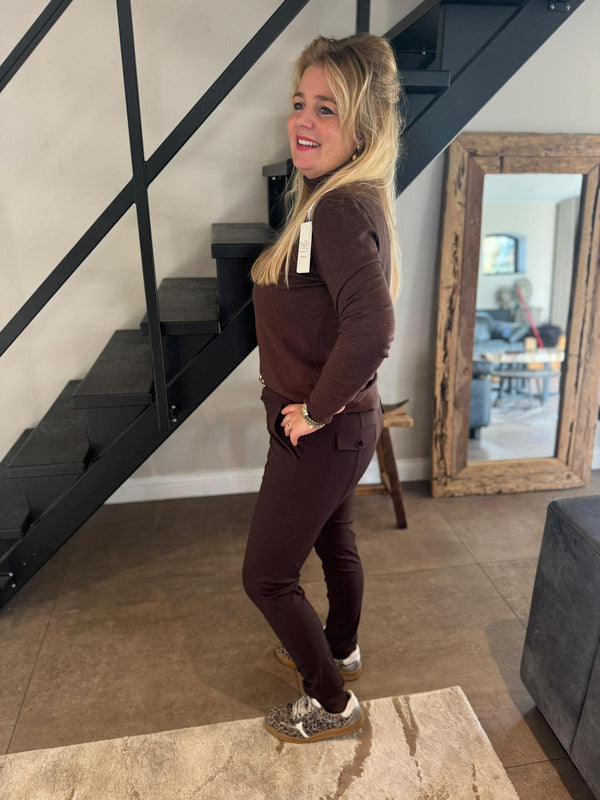 Mi Piace - Broek smalle pijp espresso