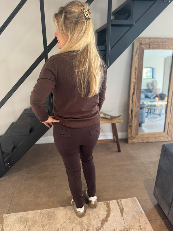 Mi Piace - Broek smalle pijp espresso