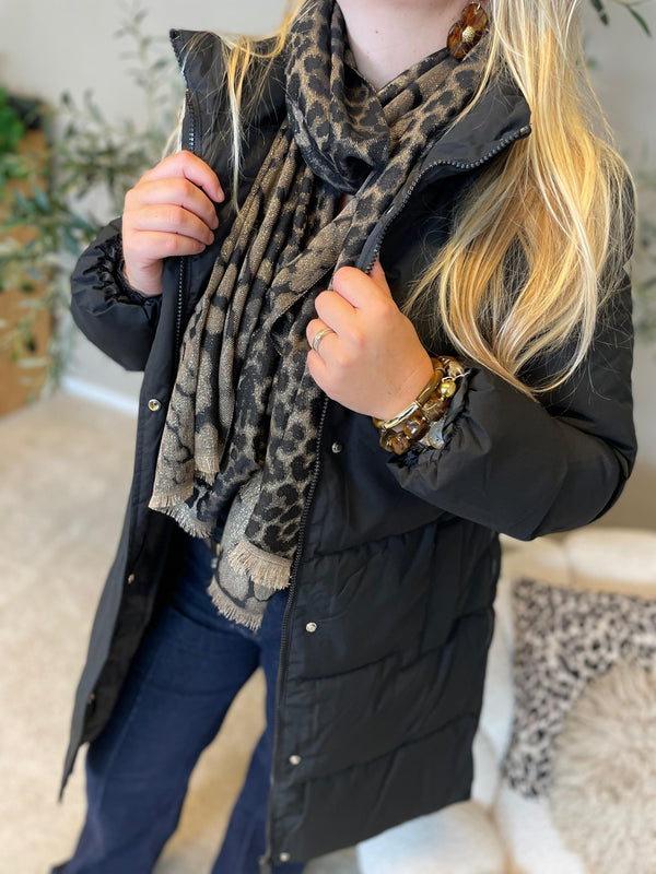 Sjaal panter Liza zwart