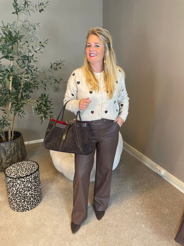 Leatherlook broek bruin