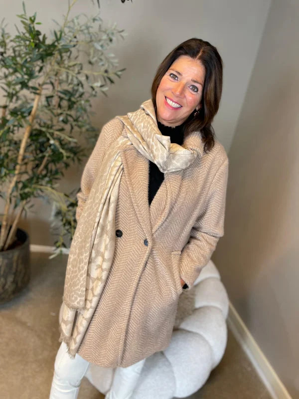 Sjaal panter Liza beige