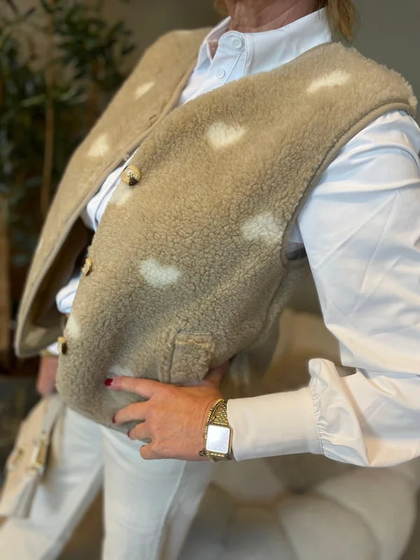 Gilet Hartjes Beige