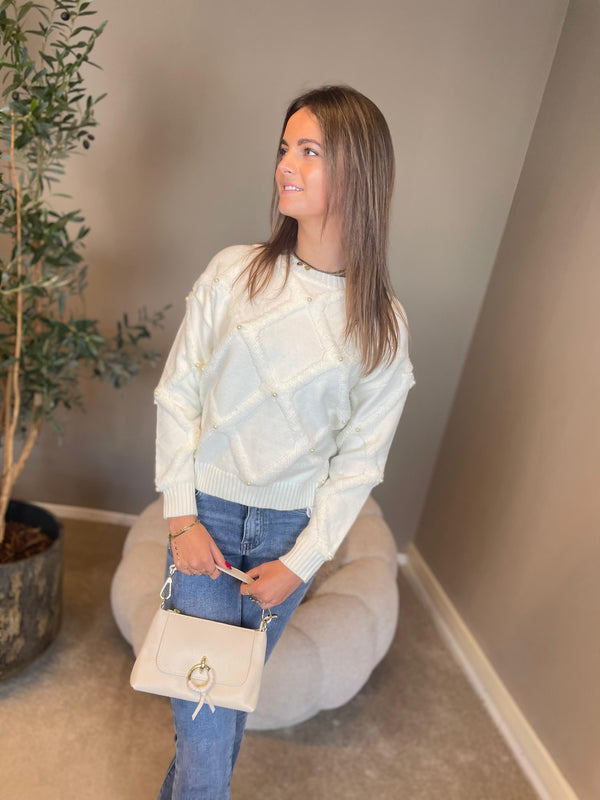 Witte trui met parels