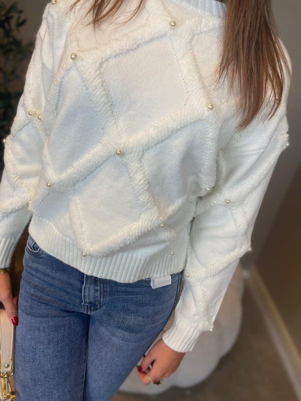 Witte trui met parels