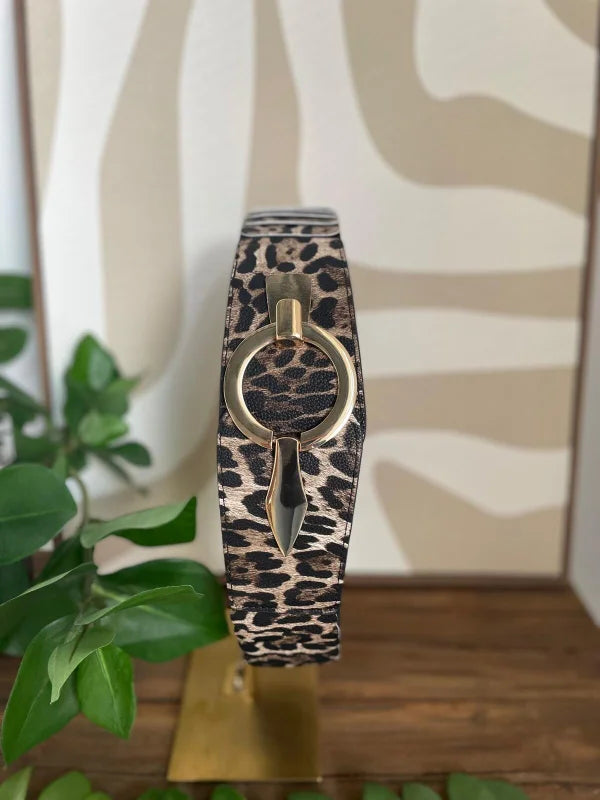 Riem panter met een grote gouden gesp