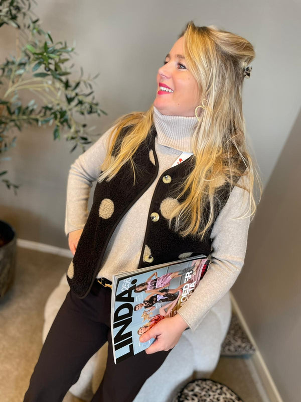 Gilet teddy bollen bruin