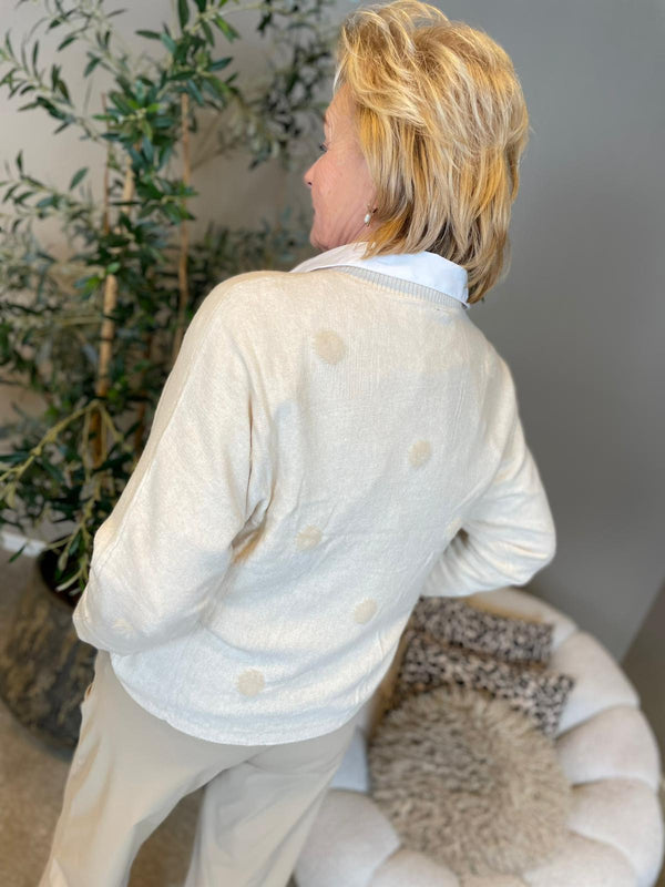 Trui met harige bolletjes beige