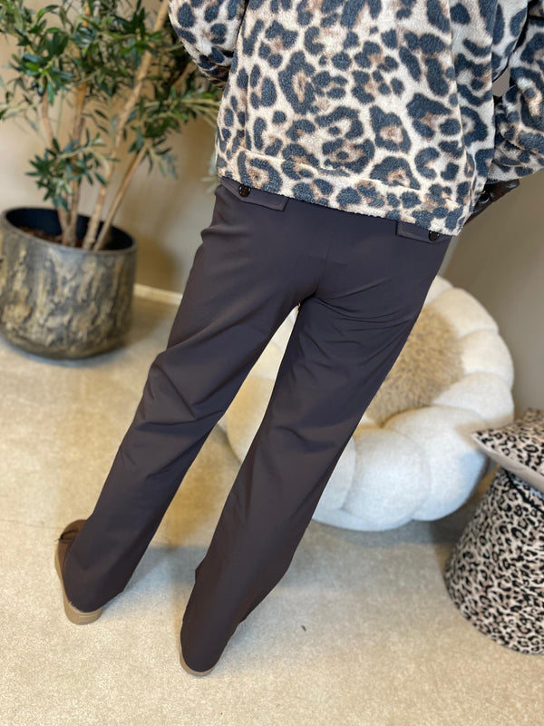 Mi Piace - Broek wide leg espresso