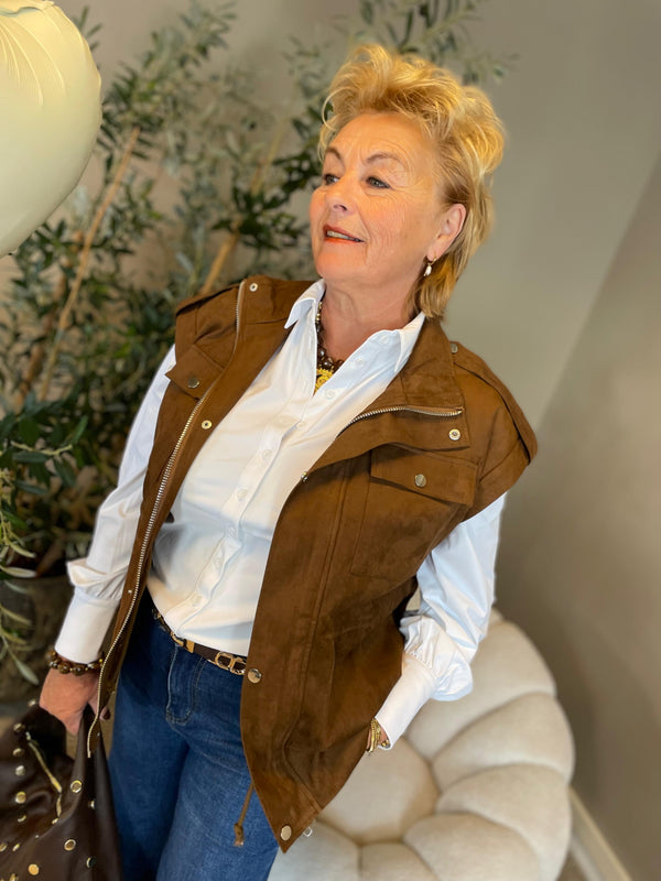 Suede gilet bruin