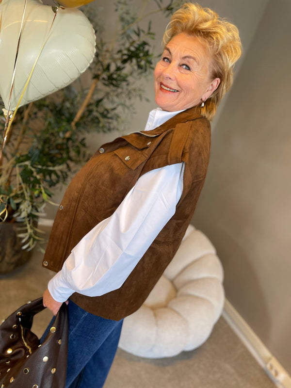 Suede gilet bruin