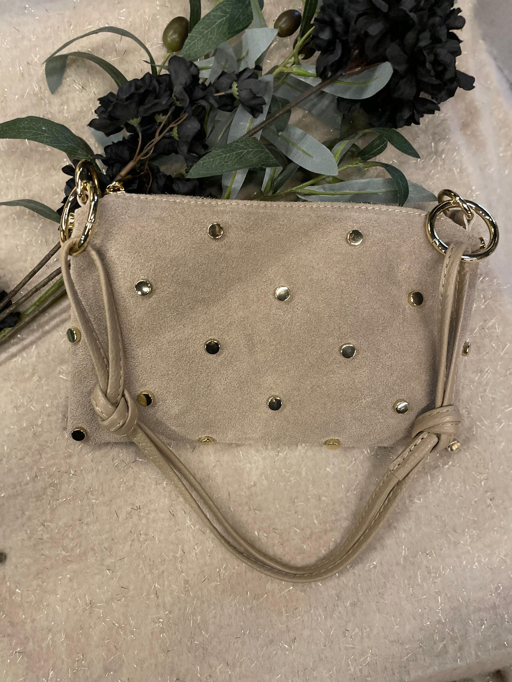 Tas beige met studs