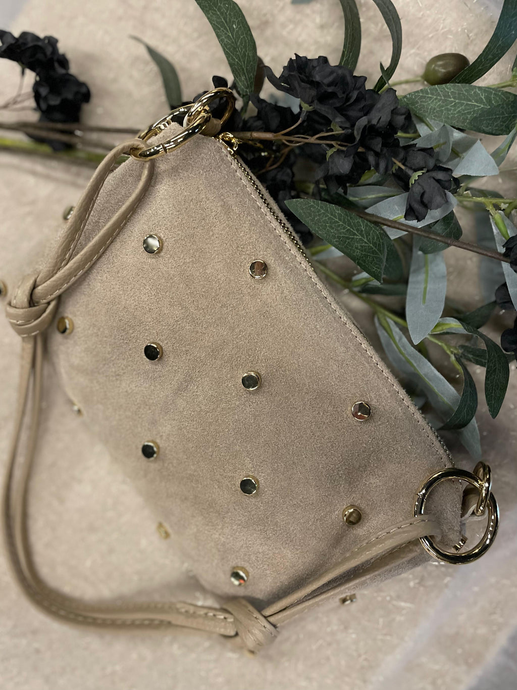 Tas beige met studs