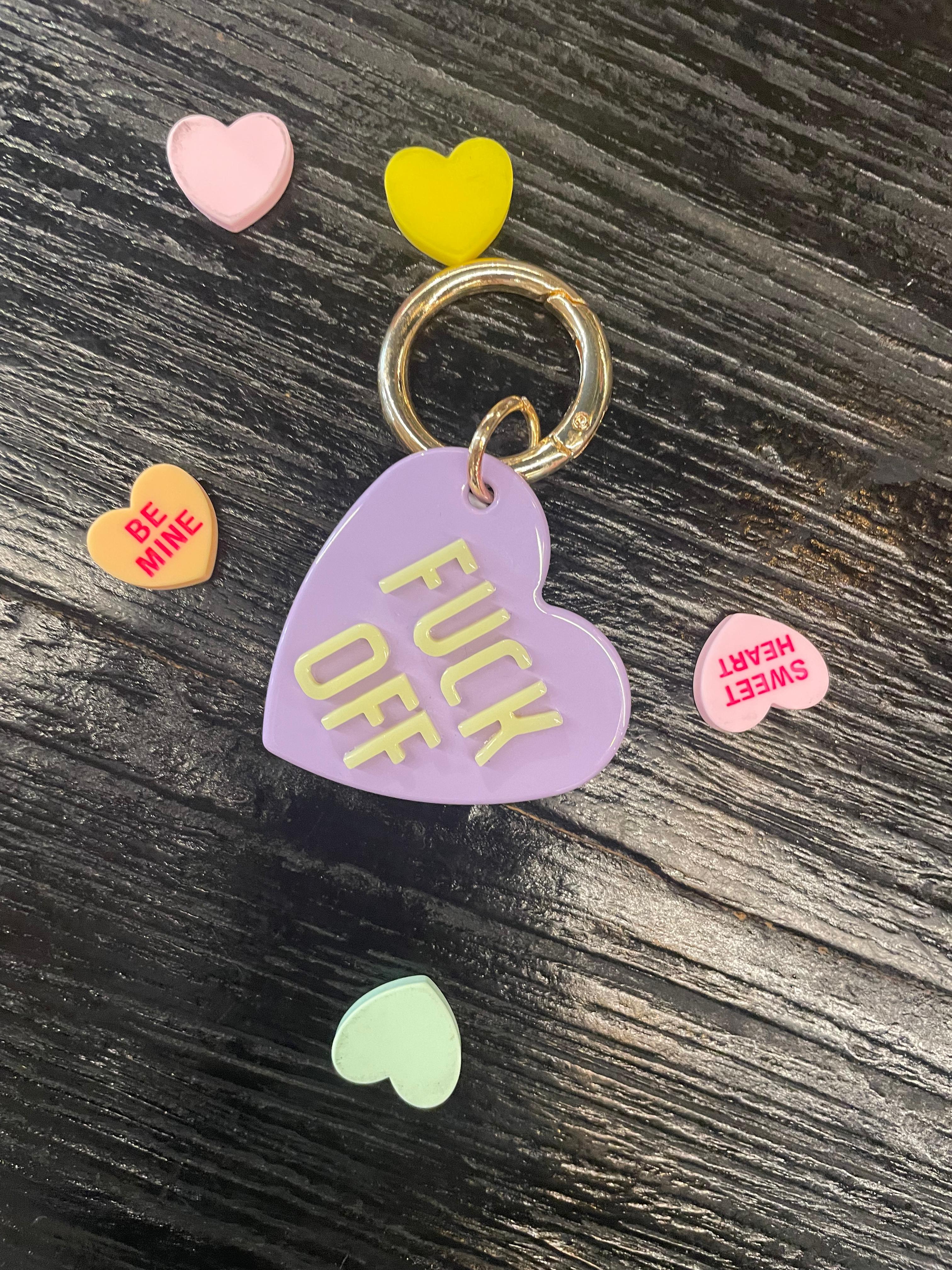 Sleutelhanger fuck off paars